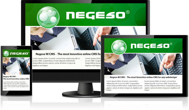 Negeso Sites CMS semble parfaite sur une gamme d'appareils